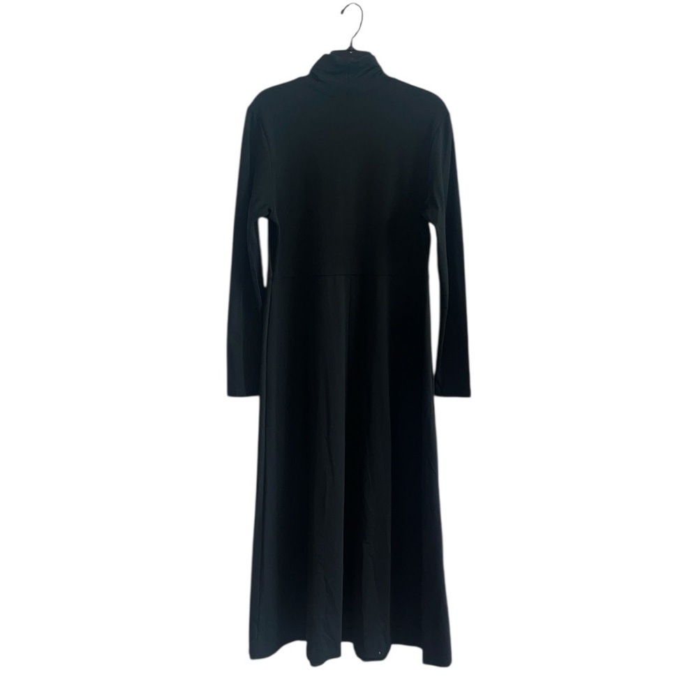 L.L. Bean Black Mock Neck Long Sleeve Midi Dress Size M - Picture 3 of 8